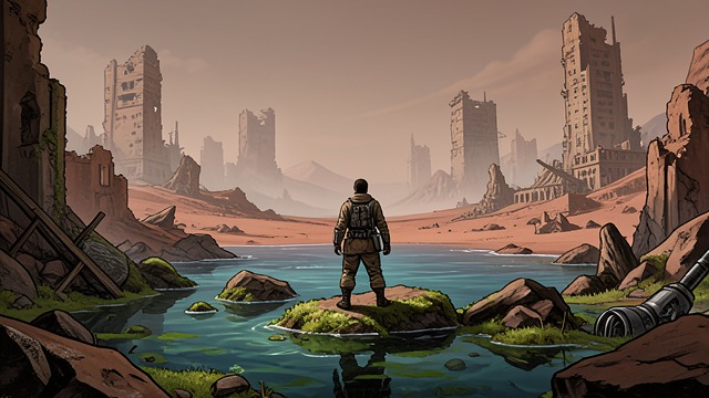 A World of Dead Seas from "A Princess of Mars". The Landscape of Decline Former oceans gone Carter lands on a vast, moss-covered sea bottom surrounded by ruined cities.