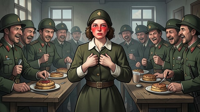 The Soldiers’ Mockery from "Felix Austria". Humiliation Becomes Anger Food stolen in public Soldiers mock Stefania and eat the cakes she has prepared for prisoners.
