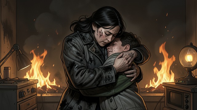 A Future Still Unwritten from "Felix Austria". The Child in Danger Protecting Adèle As flames spread, Stefania remembers that Adèle may be carrying a child and holds her close.