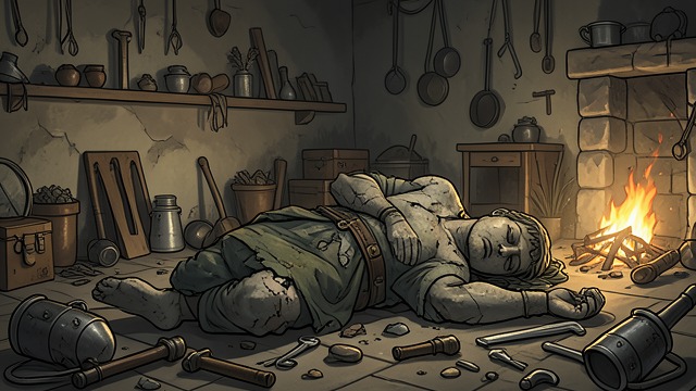 藏匿的艺术,《费利克斯·奥地利》中的场景。隐藏之物浮现 崩塌 大火烧塌了屋顶和石像,将藏匿的圣物散落到明处。费利克斯惯常的藏身之处与这栋房子的秘密同时暴露。 无法彻底逃离 这一发现并未解答斯特法妮娅能否摆脱依赖,也未解答费利克斯能否抛下过去。小说中的庇护所终究只是暂时的,但暴露并不会自动带来自由。