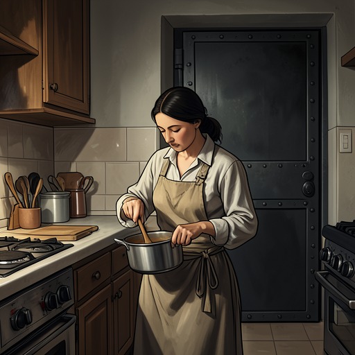 从女仆到娴熟的厨师，《费利克斯·奥地利》中的场景。这一脉络展现了斯特法妮娅的职业技能，以及她对自身工作的自豪与这户人家期待她无偿付出的要求之间的矛盾。