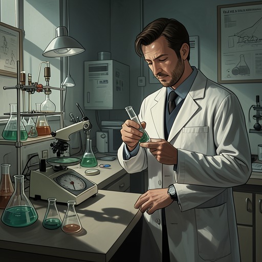 毒物的工具，《帷幕》中的场景。毒物一再游走于研究、医学、意外死亡与谋杀之间，使普通容器和科学知识都成为不可靠的证据。