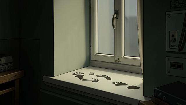 The Window’s Footprints from "The Murder of Roger Ackroyd". The Window’s Footprints A visible route Inspector Davis finds studded marks at the window sill.