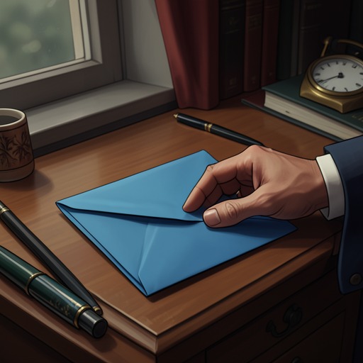 The Missing Blue Letter from "The Murder of Roger Ackroyd". This flow follows Mrs. Ferrars’s letter from its arrival in the study to its disappearance and its role in identifying the murderer’s fear.