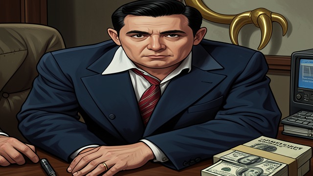Adrian in the Photograph from "Inherent Vice". The Evidence Returns A New Connection A photograph in Adrian Prussia's file shows him beside a box of Nixon-faced bills, with the Golden Fang in the…