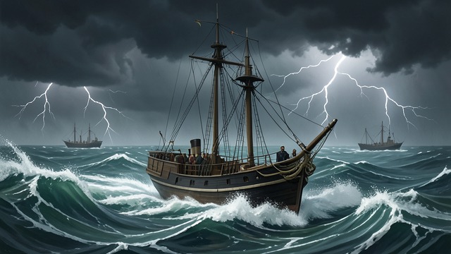 The Sea's Impossible Surf from "Inherent Vice". A Pursuit at St. Flip The Schooner Runs Sauncho and Doc follow the Golden Fang as federal boats pursue it.