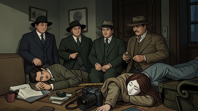 The Crime Scene from "The Big Sleep". The Crime Scene Geiger’s death Philip Marlowe finds Arthur Gwynn Geiger shot beside a camera aimed at Carmen Sternwood.