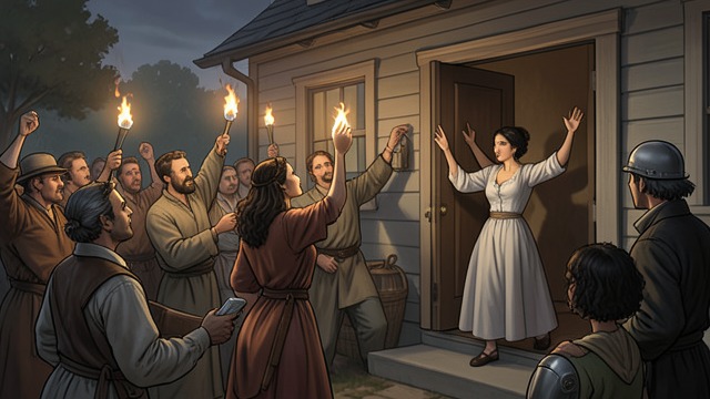 The Crowd Outside from "The House of Bernarda Alba". The Crowd Outside Order Turns Violent The crowd’s pursuit of the unmarried mother shows the force available to enforce village norms.