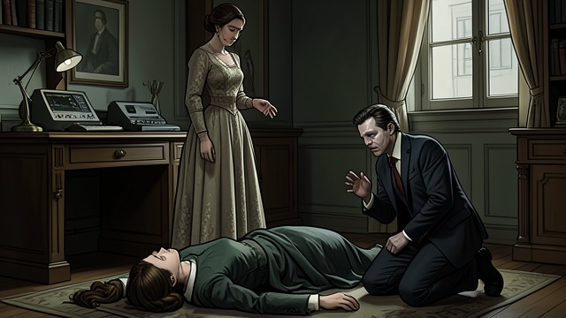 A Body in the Study from "The Secret of Chimneys". A Murder Discovered Virginia returns to find her servants gone because of a fake telegram and discovers Giuseppe Manelli dead in her study.