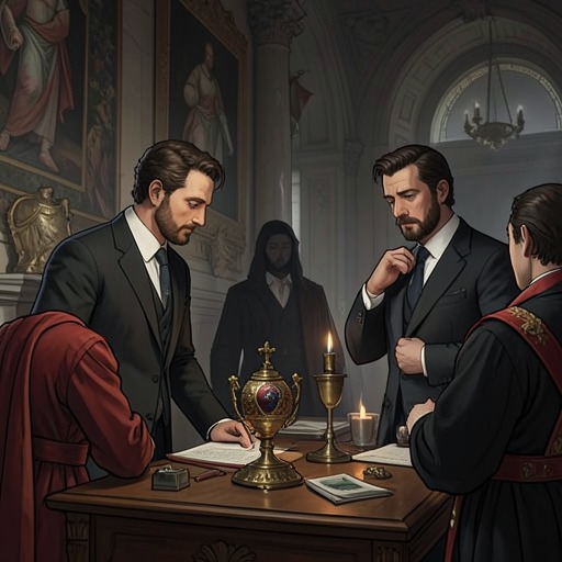 The Restoration Bargain from "The Secret of Chimneys". This thread follows the political plan to restore the Obolovitch monarchy and the financial bargain that changes when its chosen prince is murdered.