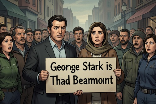 Thad Beaumont publicly reveals George Stark's true identity from "The Dark Half". Thad Beaumont publicly reveals George Stark's true identity when he and Liz Beaumont disclose that the bestselling crime novelist was Thad writing under a…