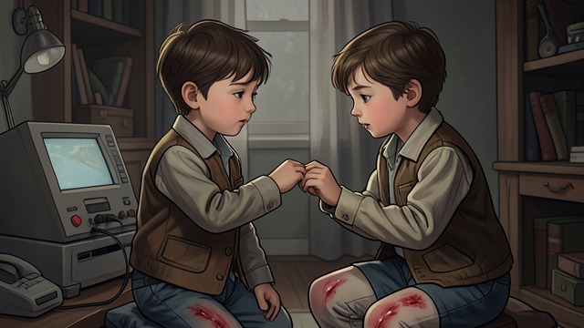 The Matching Bruises from "The Dark Half". The Matching Bruises An unexplained mark Wendy falls and bruises her thigh. William develops an identical bruise despite no matching accident.