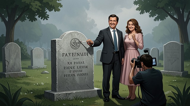 A Prop Gravestone from "The Dark Half". A Prop Gravestone A staged image A photographer brings a papier-mâché marker to Homeland Cemetery for the People magazine story.