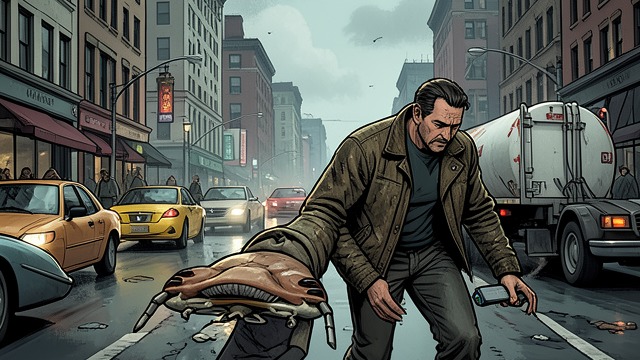 A Clumsy Escape from "The Dark Half". A Clumsy Escape Planning under pressure Thad uses traffic and a milk truck to lose the police vehicle, then hides his Suburban in a junkyard.