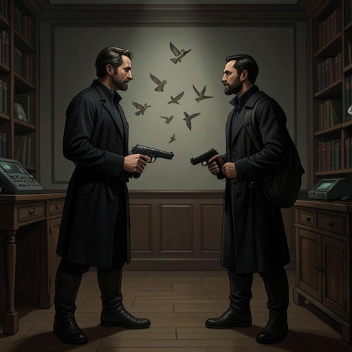 Thad and Stark’s Shared Existence from "The Dark Half". Thad Beaumont’s attempt to retire his violent pseudonym exposes a supernatural bond that turns author and creation into rivals for one life.