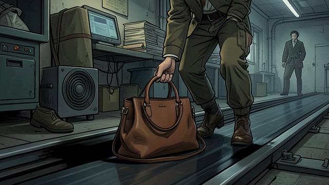 A Lost Handbag from "The Caves of Steel". A Lost Handbag A small accident Baley sees a woman’s handbag dropped onto the moving strips and watches it carried away.