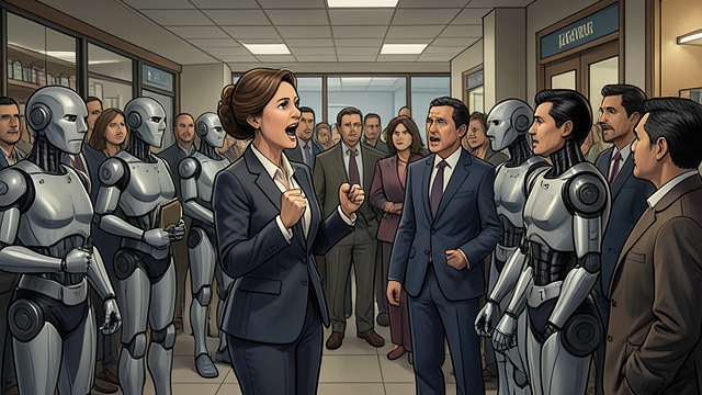 Public Anger at the Counter from "The Caves of Steel". Public Anger at the Counter A customer’s grievance A woman refuses service from robot clerks and describes families displaced by cheap mechanical labor.