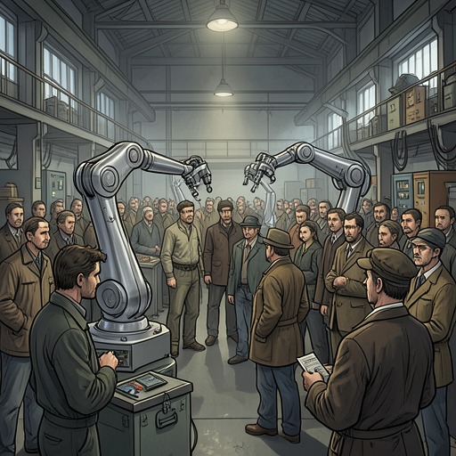 Robots and Employment from "The Caves of Steel". Fear that robots will displace human workers links ordinary grievances, Baley’s private insecurity, and the political struggle over Earth’s future.