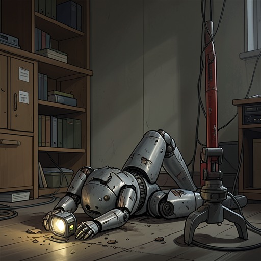 The Robot Destroyed from "The Caves of Steel". R. Sammy’s destruction transforms a seemingly minor act of property damage into evidence of a calculated effort to silence and frame Baley.
