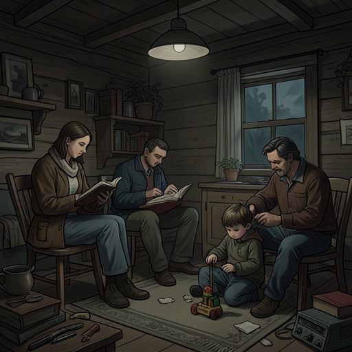 The Family Retreat as Social Experiment from "You Should Have Left". This flow traces how isolation strips the family’s routines of their ordinary supports and exposes their hidden dependencies.