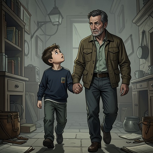 Charlie and Grandpa Joe from "Charlie and the Chocolate Factory". This flow follows the special bond between Charlie Bucket and Grandpa Joe as storytelling becomes shared adventure and guidance.