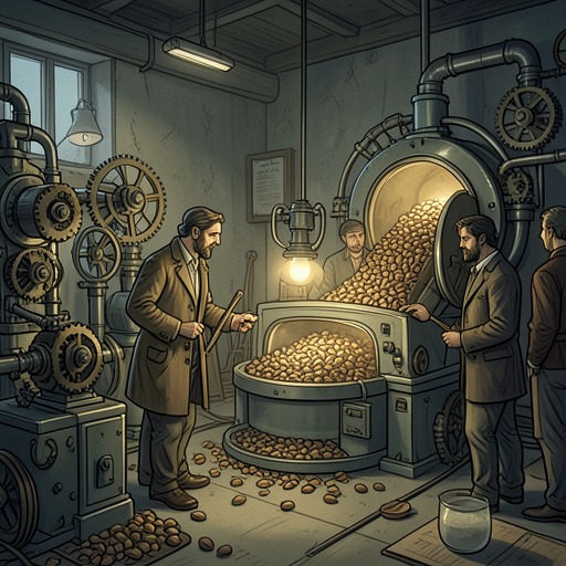 The Nut Room’s Sorting Logic from "Charlie and the Chocolate Factory". This flow traces the Nut Room from efficient production system to a symbolic machine for judging bad behavior.